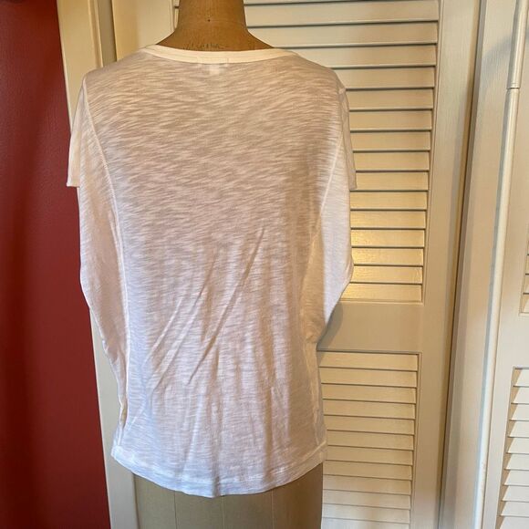 SPLENDID | white semi sheer pocket top M - Picture 4 of 8